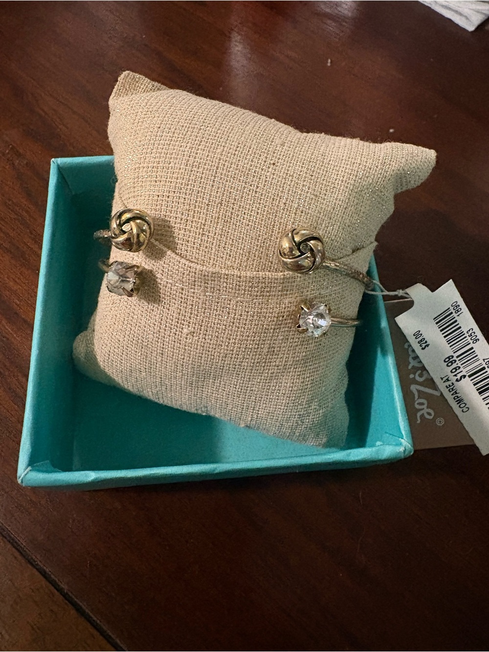 Gold-Tone Knot and Clear Crystal Stud Earrings - Women's Jewelry